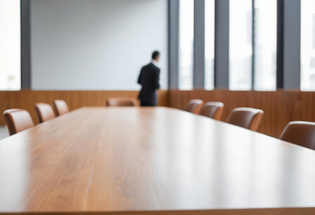 Blurred image of business people meeting in conference room, selective focusの素材