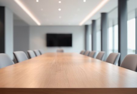 Table Top And Blur Interior of a Conference Room for Your Textの素材