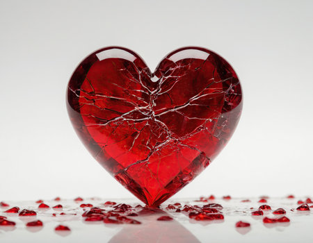 Broken heart on a white background. Valentines day concept.の素材