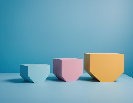 3d render, abstract minimal background, geometric shapes, podium for product displayの素材