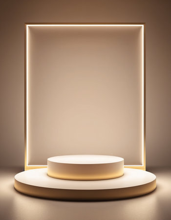 Scene with gold color podium for mock up presentation in minimalism style with copy space, 3d render abstract background designの素材