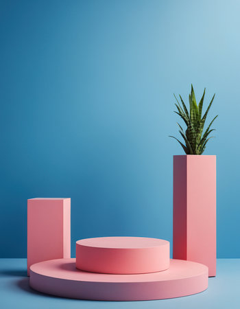 Minimalist abstract scene with geometric shapes. 3d renderingの素材