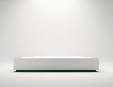 White podium on a white background. 3d rendering. Computer digital drawing.の素材