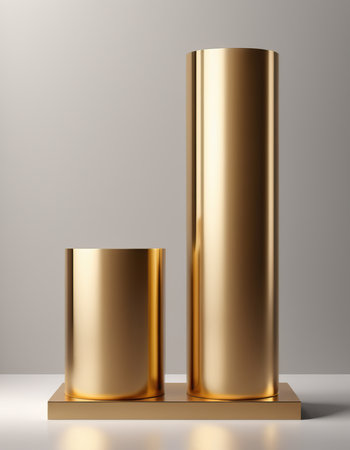 3d render of golden pedestal or stand for product presentation.の素材