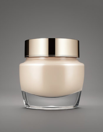 Cosmetic cream jar isolated on gray background. 3d rendering.の素材