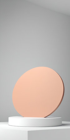 Abstract scene with round podium on gray background. 3d render.の素材