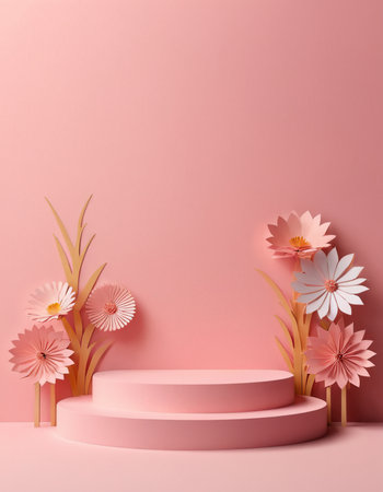 3d render, abstract minimal scene with geometrical forms, podium for cosmetic product displayの素材