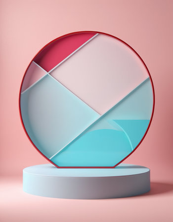 3d render, abstract background with round podium for product presentation.の素材