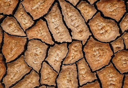 Background of dry tree bark texture. Close-up, top view.の素材