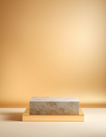 Minimalistic abstract background with marble podiums. 3d renderの素材