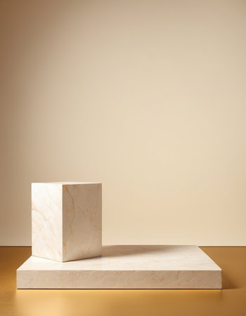 Minimalist abstract background, primitive geometrical forms, podium for product presentation.の素材