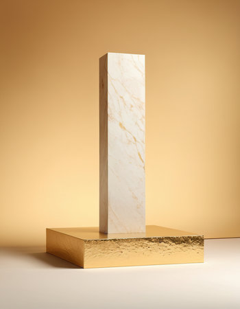 3d render of marble podium for product presentation. Minimal abstract background.の素材