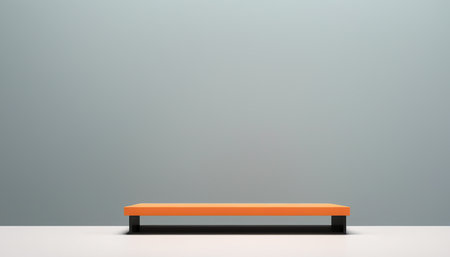3d rendering of orange podium for product display. Minimalist background.の素材