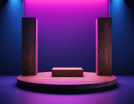 Abstract scene podium mockup. Award ceremony concept. 3d renderの素材