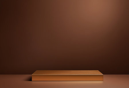 3d rendering of brown podium on brown background for product presentation.の素材