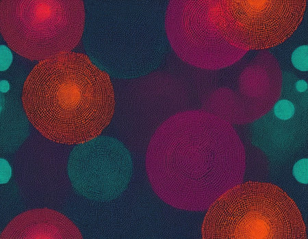 abstract background with colorful circles and lines in red, blue and greenの素材