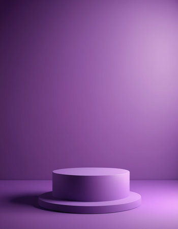 3d render of purple podium for product display. Abstract background.の素材