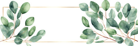 Eucalyptus branches with leaves. Watercolor illustration.の素材