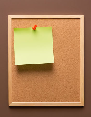 Cork board with sticky notes isolated on brown background. 3d renderの素材