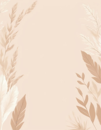 Flowers composition. Frame made of autumn leaves on pastel beige background. Flat lay, top view, copy spaceの素材
