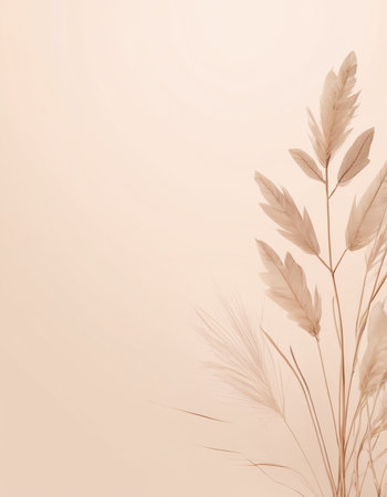 Pampas grass on pastel color background with copy space.の素材