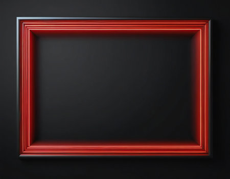 red frame on black background, 3d rendering. Computer digital drawing.の素材