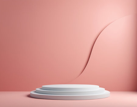 Abstract minimal scene with white podium. 3d render background design.の素材