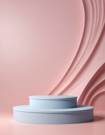 3d render of minimal scene with podium for product presentation. Abstract background with empty round stage.の素材