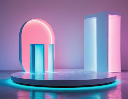 Pedestal with arch, 3d rendering. Computer digital drawing.の素材