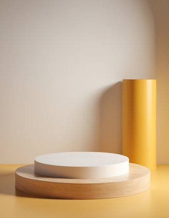 3d render of minimal geometric forms. Abstract background with podiums.の素材