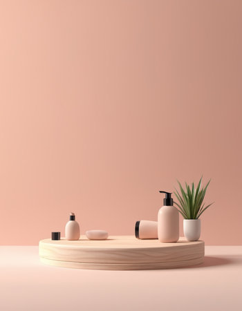 Minimal cosmetic product display podium. 3d rendering mock up for designの素材