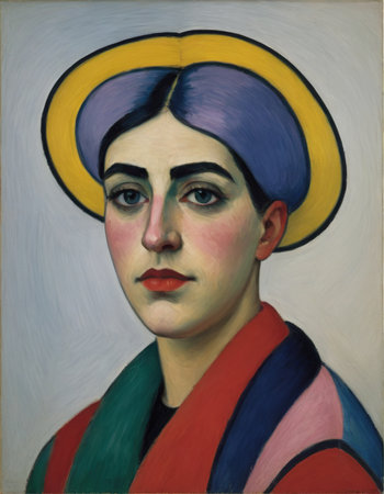 Portrait of a woman in the style of the 20th centuryの素材