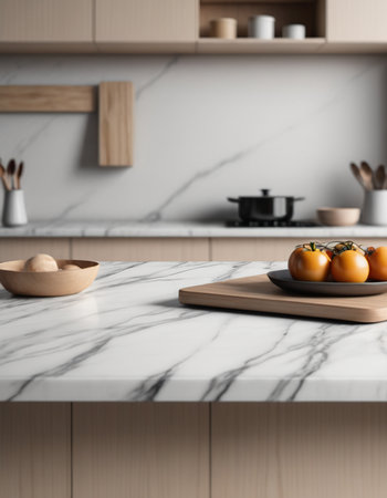 Plate with persimmonle countertop in modern kitchenの素材