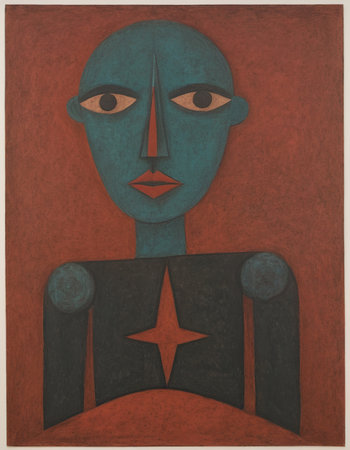 Illustration of an ancient Egyptian pharaoh with a red star.の素材