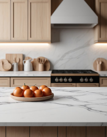 Fresh eggsle countertop in modern kitchen. 3d renderingの素材