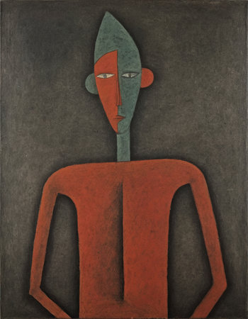 African American Indian man in traditional clothes, painting on paperの素材