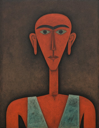 African ethnic retro vintage illustration. Portrait of a man from Africa.の素材