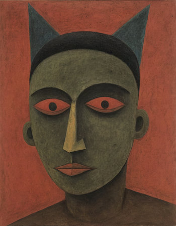Portrait of a man with a mask on a grunge backgroundの素材
