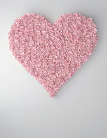 Heart made of pink roses on white background. Valentine's Day conceptの素材