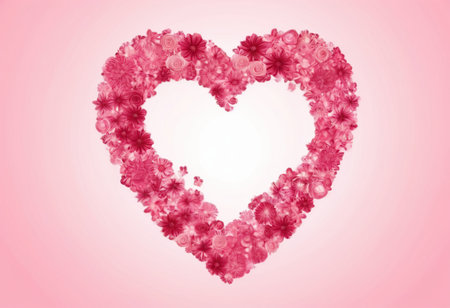 pink heart with flowers on a white background, valentine's dayの素材