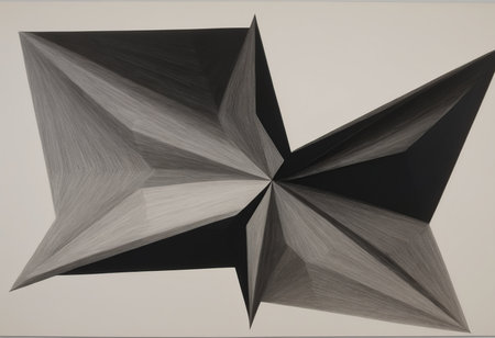 Abstract black and white origami star. Abstract origami star.の素材