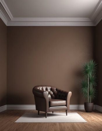 interior with sofa. 3d illustration and wall mockupの素材