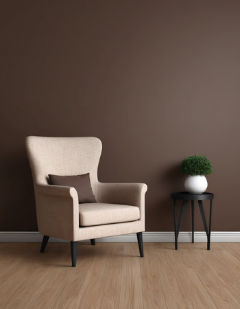 interior with armchair. 3d render illustration mock-upの素材