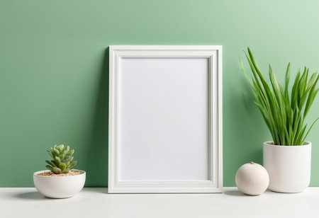 White frame mockup in modern interior background. 3d render illustrationの素材