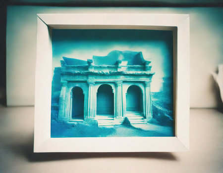 Vintage picture frame on the table in the living room at homeの素材