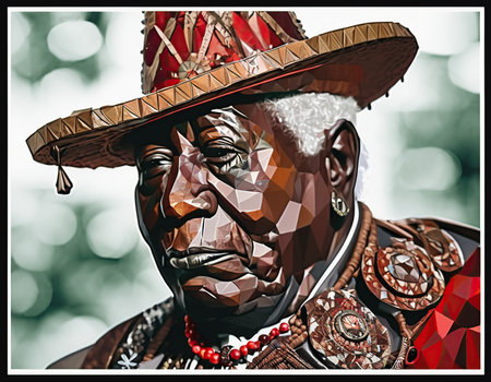 African american man in sombrero and red hat. 3d renderingの素材