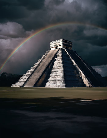 The Great Pyramid of Kukulkan in Chichen Itza, Mexicoの素材