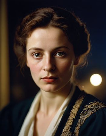 Portrait of a beautiful young woman in a medieval costume. Retro style.の素材