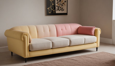 Modern living room interior with beige sofa. 3d render.の素材