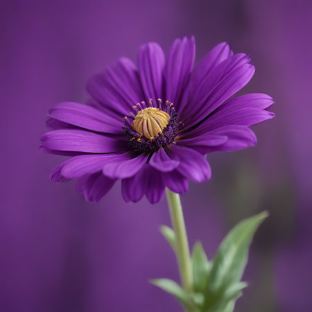purple daisy flower on a background of purple bokehの素材
